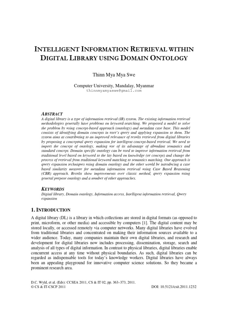 Intelligent Retrieval in Digital Libraries | PDF | Information ...