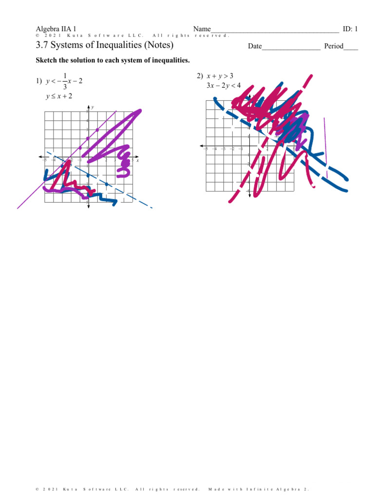 Systems of Inequalities Worksheet | PDF | Algebra | Mathematics