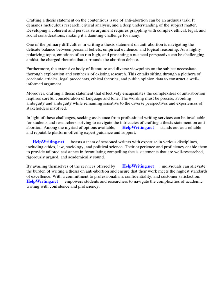 Thesis Statement Anti Abortion | PDF | Abortion | Pregnancy