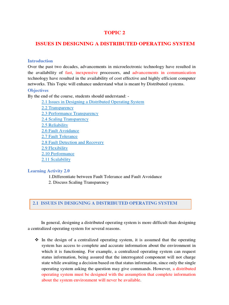 Lecture 2.0 - Issues in Design of Distributed System | PDF | Kernel ...