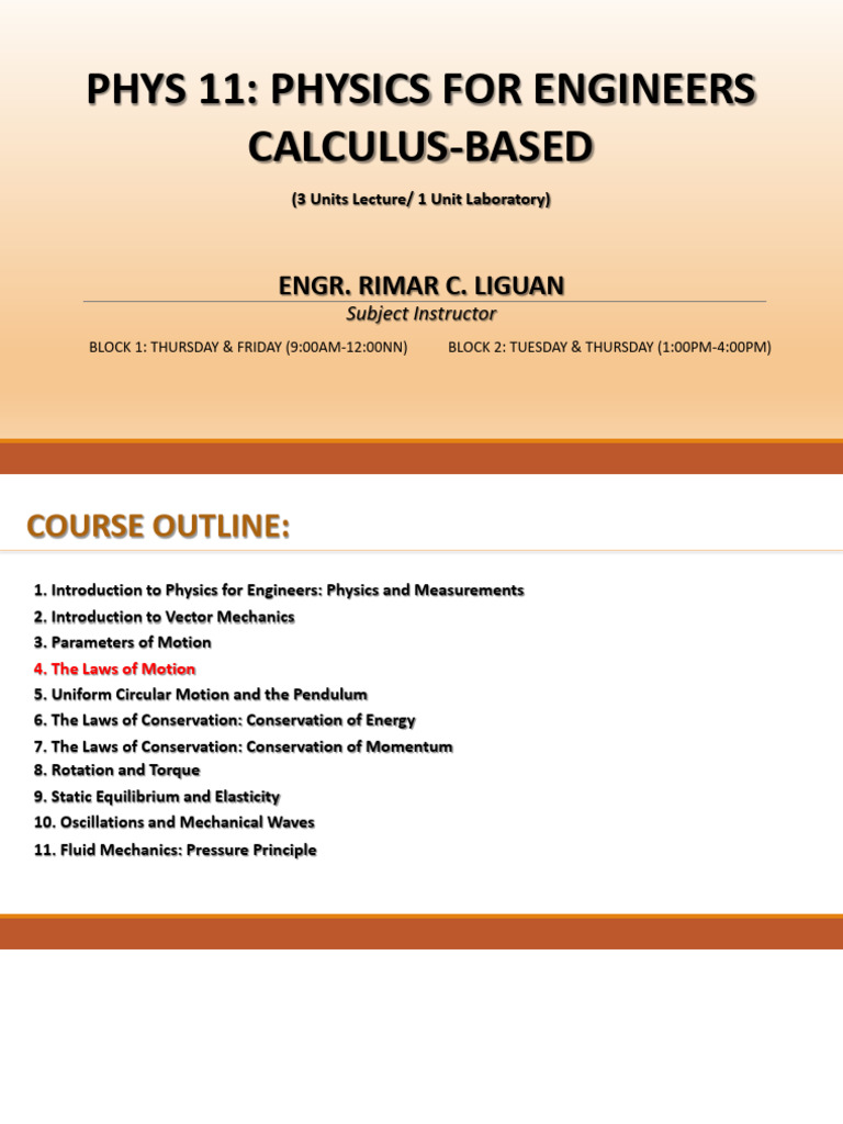 Physics for Engineers Course Overview | PDF | Force | Friction