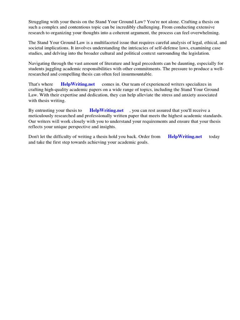 Thesis Stand Your Ground Law PDF Crimes Crime & Violence