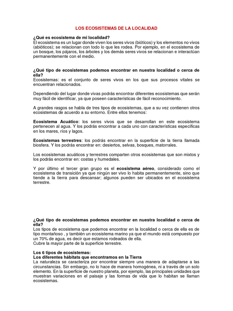 Tipos de Ecosistemas en la Localidad | PDF | Ecosistema | Suelo