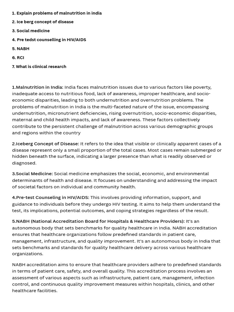 Malnutrition and Health Issues in India | PDF | Tuberculosis | Clinical ...