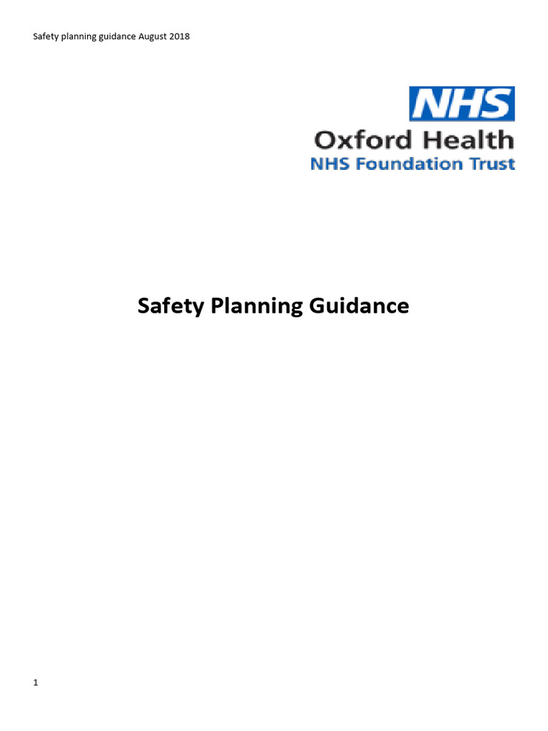 Safety Planning Guidance for Crisis Management | PDF | Suicide | Thought