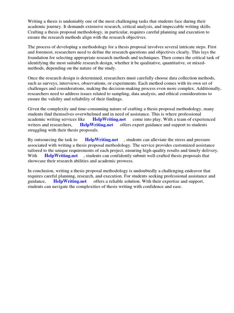 Thesis Proposal Methodology Example | PDF | Methodology | Thesis