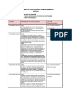 Calendario de Evaluaciones Historia Octavo Basico