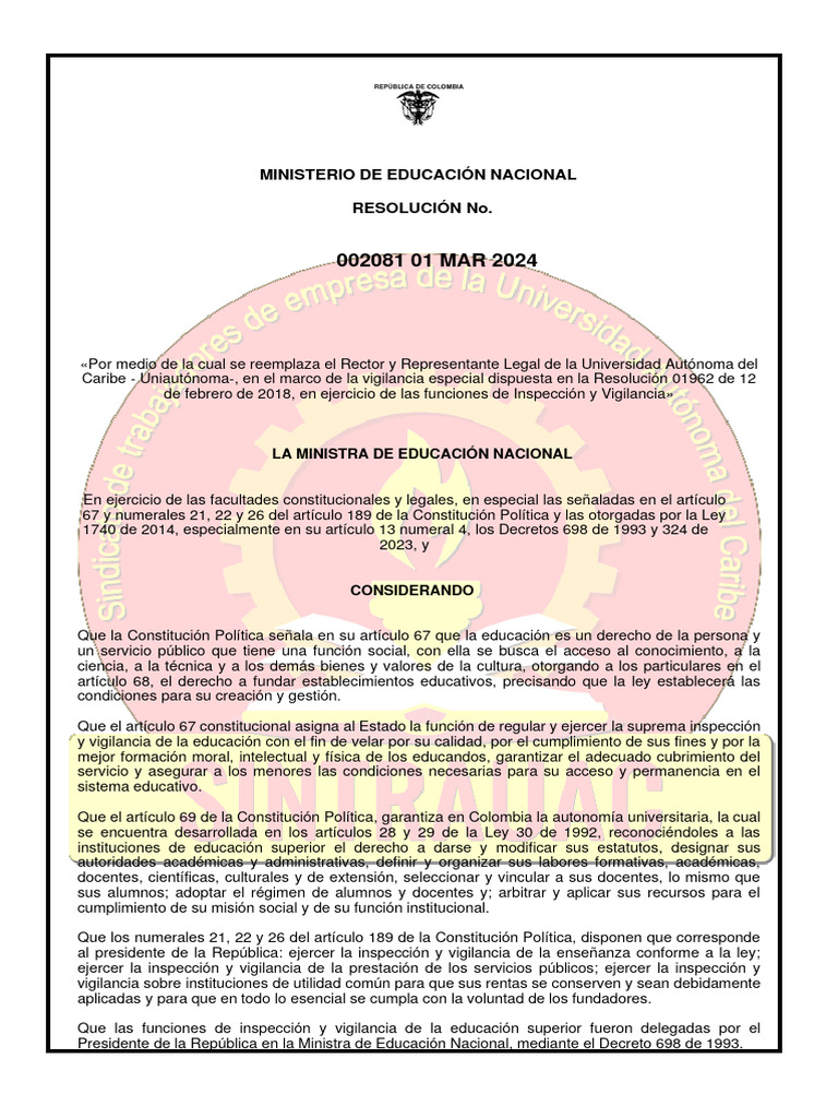 Reemplazo de Rector en Uniautónoma 2024 | PDF | Educación más alta ...