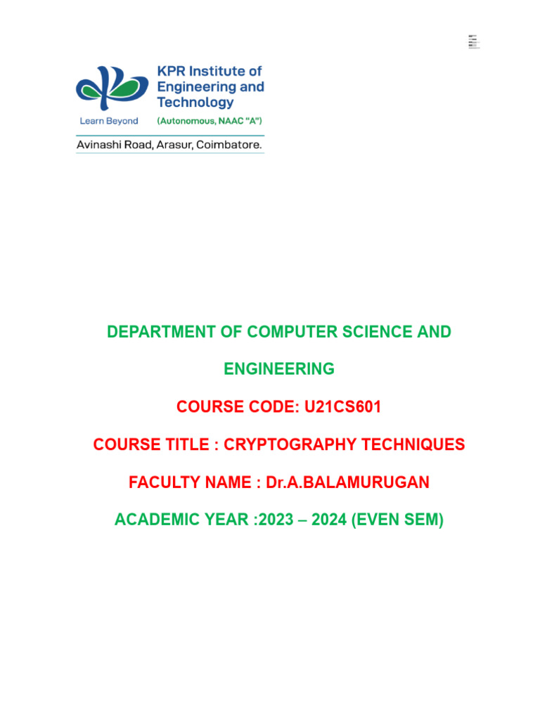 Cryptography Techniques Overview | PDF | Cryptography | Public Key ...