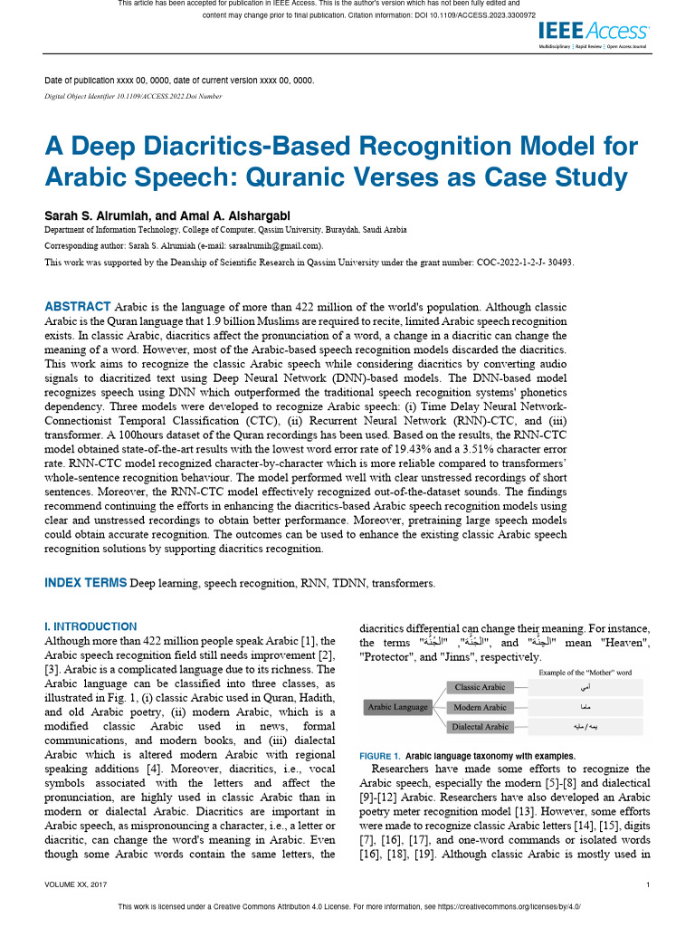Diacritics in Arabic Speech Recognition | PDF | Speech Recognition ...