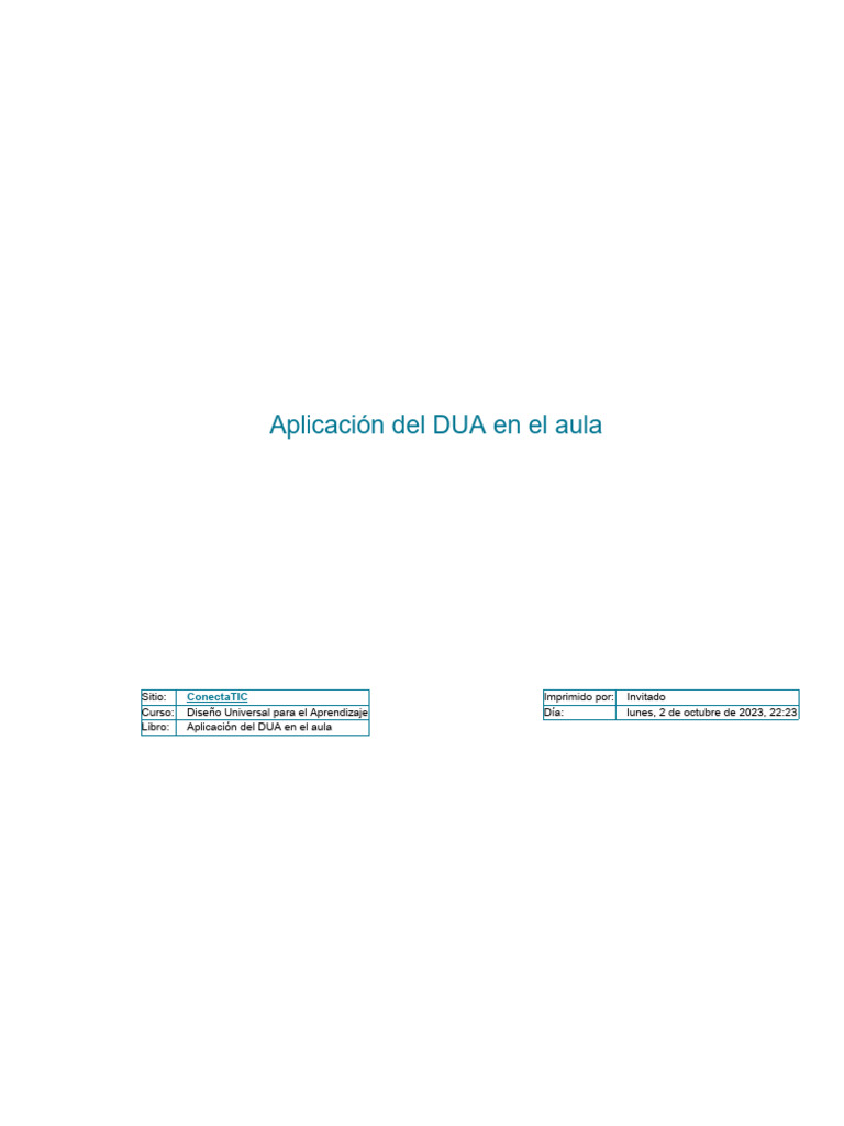 Implementación del DUA en el Aula | PDF | Aprendizaje | Salón de clases