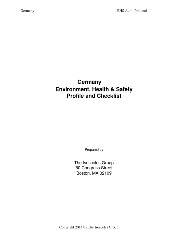 Germany Preview Health Safety Environment | PDF | Occupational Safety ...