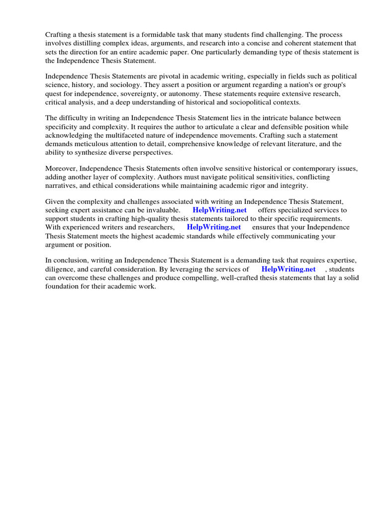 thesis statement declaration of independence