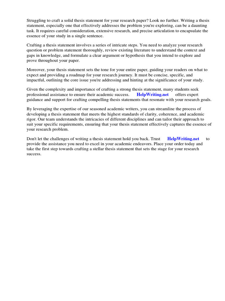 Example of Thesis Statement of The Problem | PDF | Thesis | Essays