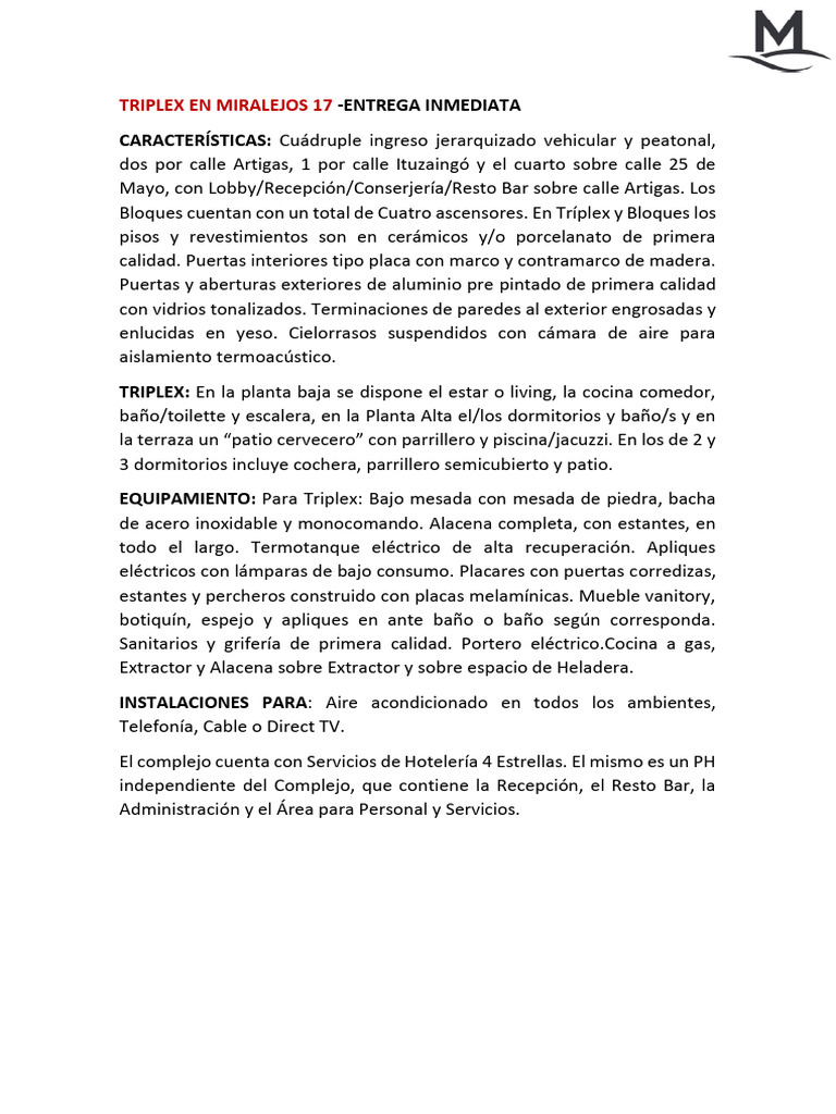 Triplex en Miralejos: Entrega Inmediata | PDF | Ingeniería de ...