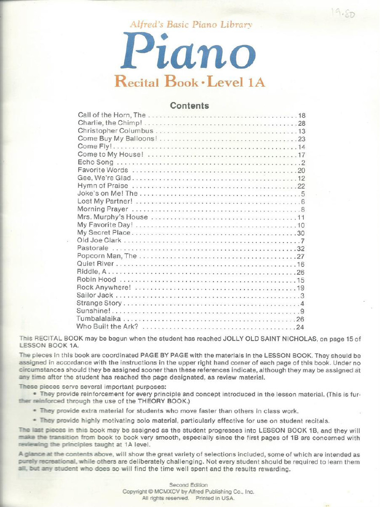 Recital Book Level 1A | PDF