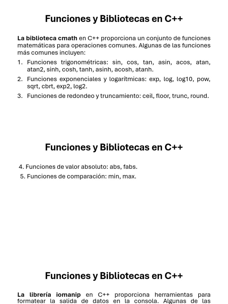 Funciones y Bibliotecas en C++ | PDF | Informática | Tecnología