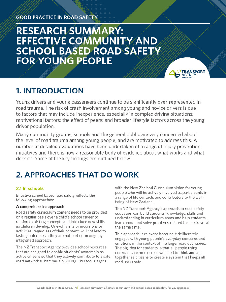 Research Summary Effective Community and School Based Road Safety | PDF ...