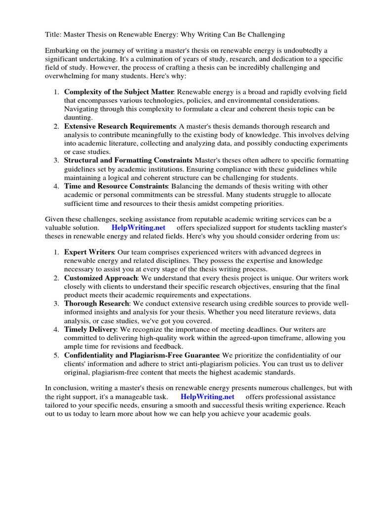 Master Thesis Renewable Energy Pdf Pdf Renewable Energy Energy
