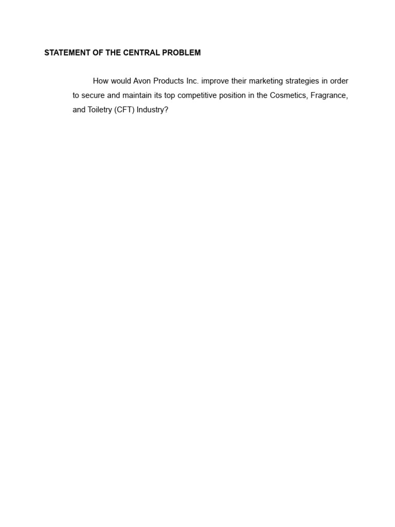 Statement of The Central Problem and Objective of Avon Case Study | PDF