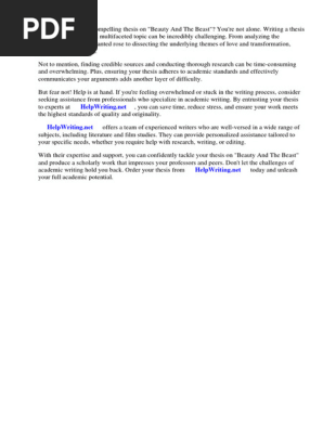 Beauty and the Beast Thesis Statement