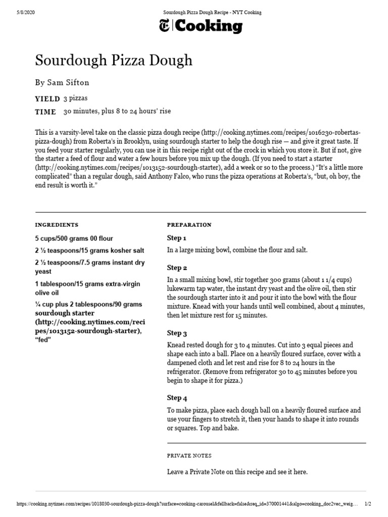 Sourdough Pizza Dough Recipe NYT Cooking PDF
