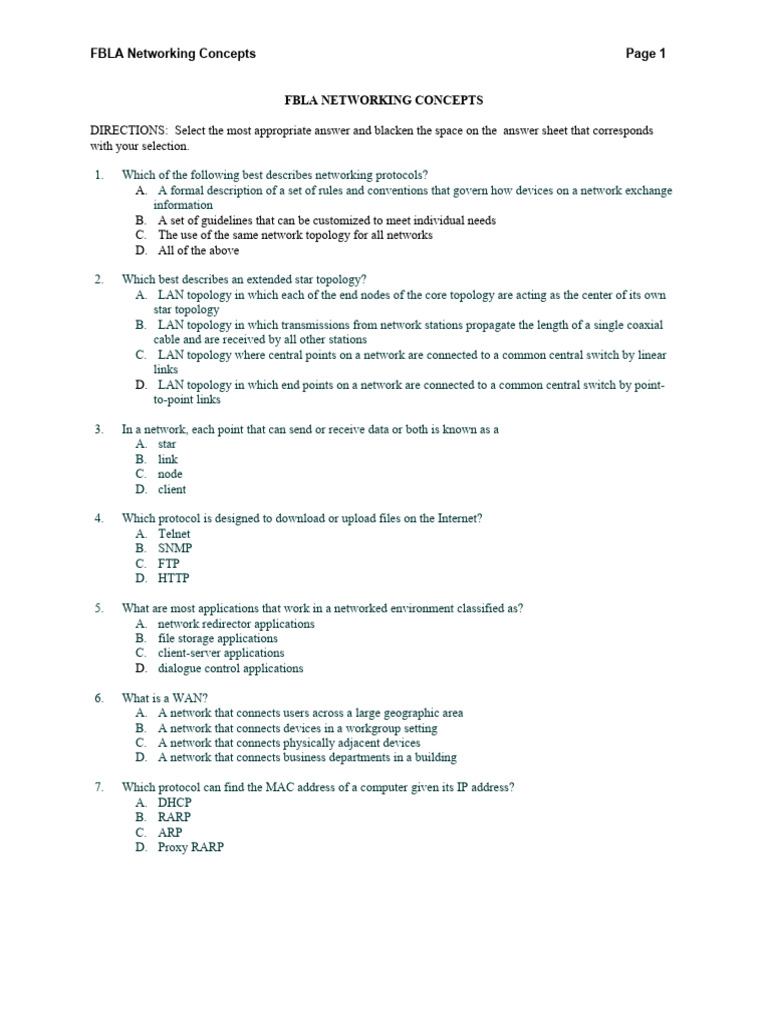 FBLA Networking Concepts Overview | PDF | Computer Network | Network ...