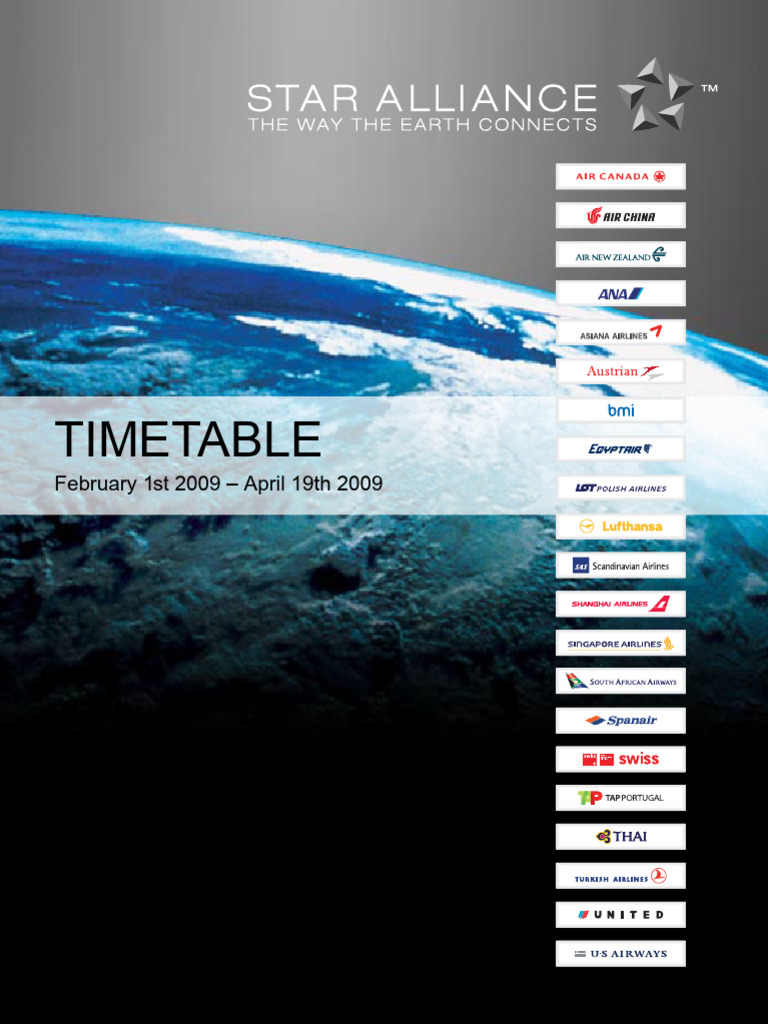 Star Alliance Timetable 2009 | PDF | Civil Aviation | Aviation