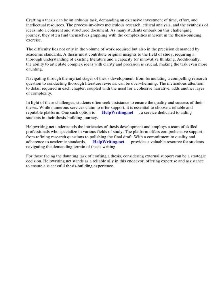 Thesis Building Exercise | PDF | Thesis | Essays
