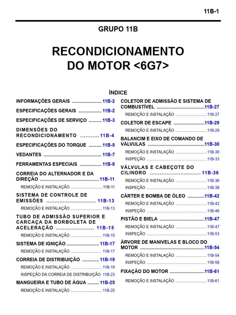 Recondicionamento Motor 6G7 Mitsubishi | PDF | Pistão | Motores