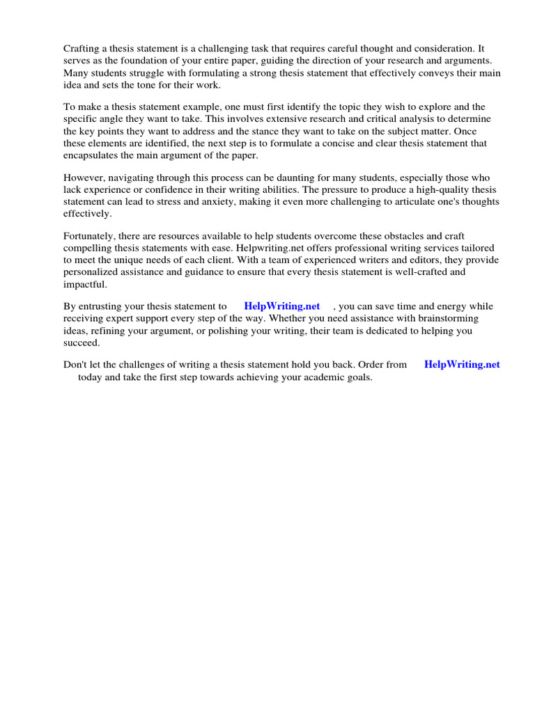 How To Make Thesis Statement Example Pdf Essays Thesis