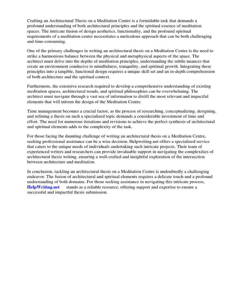 Architectural thesis on meditation centre pdf meditation thesis
