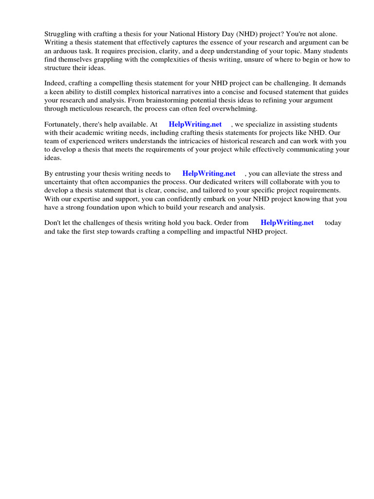 Thesis Examples For NHD | PDF | Essays | Thesis