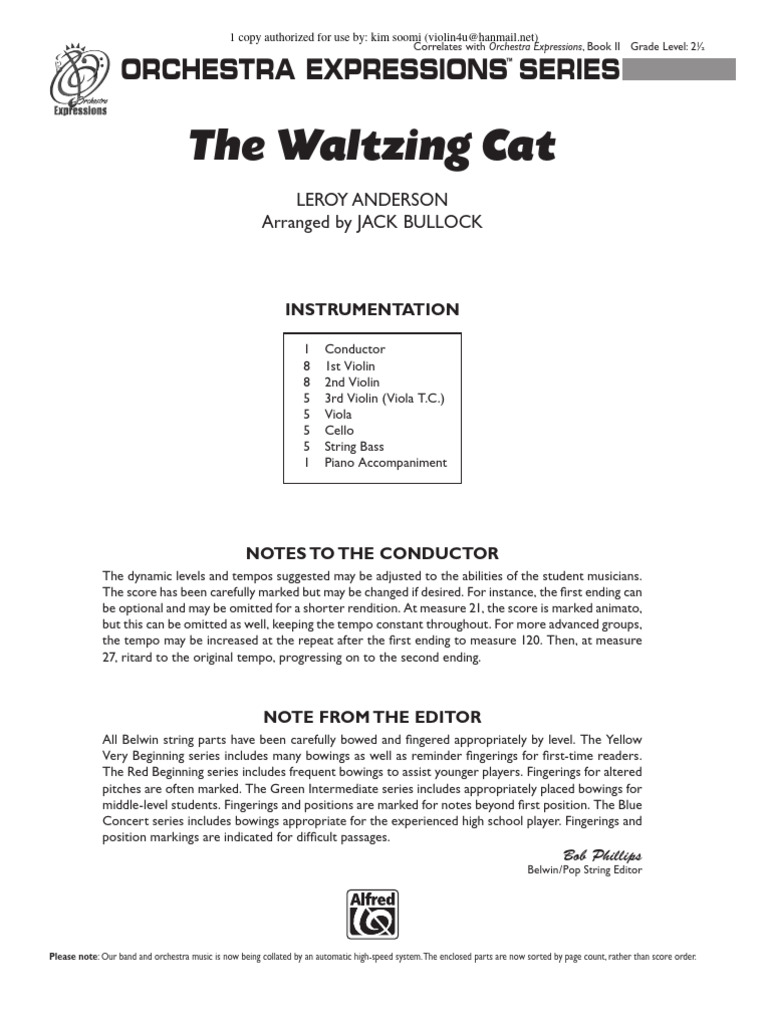 The waltzing cat score pdf string instruments violin