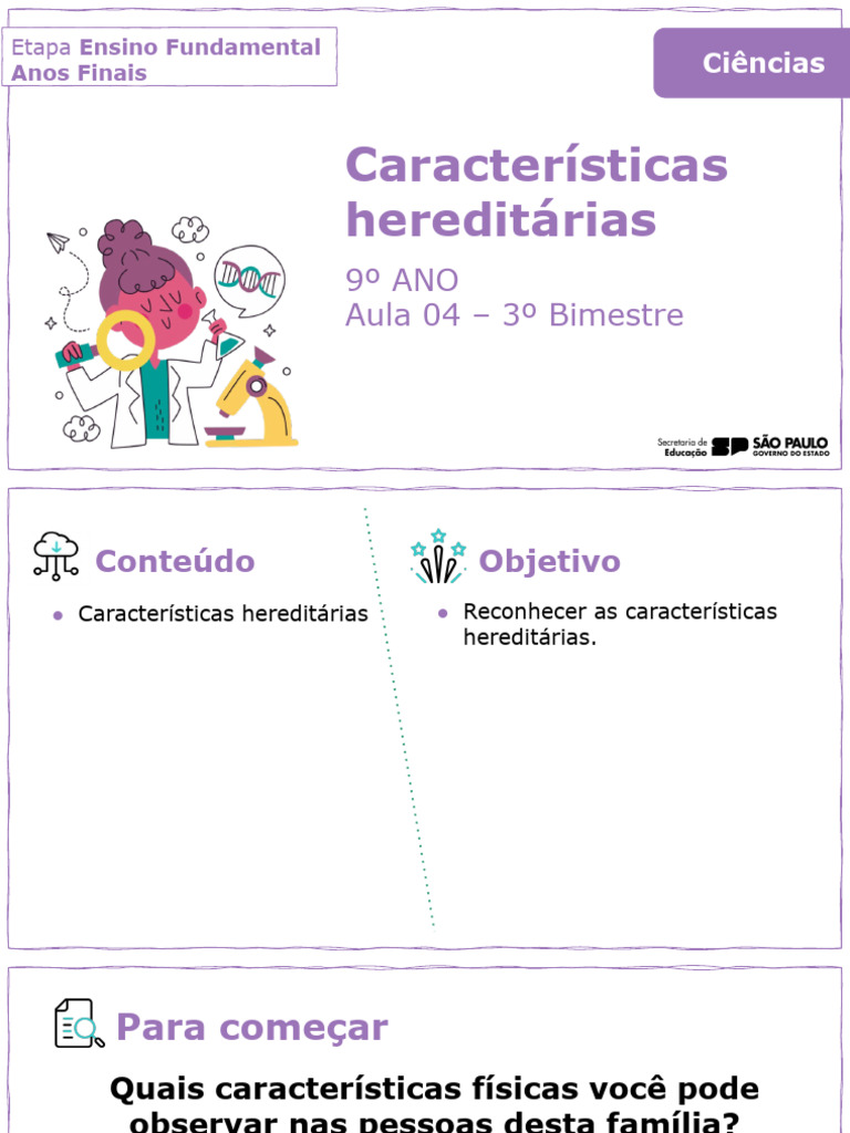 Características Hereditárias no 9º Ano | PDF | Genética