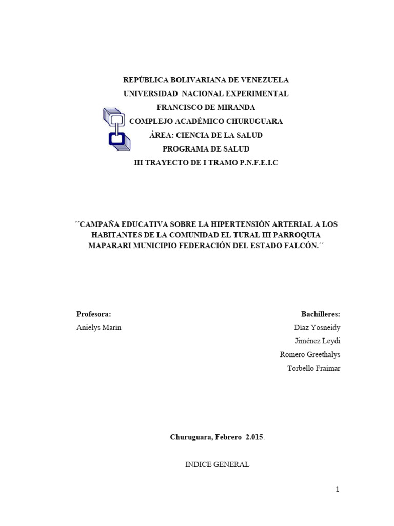 Campaña Educativa sobre Hipertensión en El Tural | PDF