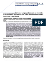 Phonological Variations and Language Exposure As Correlates of Achievement in Silent Sounds in ESL Classrooms in Ibadan South-East LGA, Nigeria