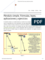 Péndulo Simple. Fórmulas, Leyes, Aplicaciones y Ejercicios