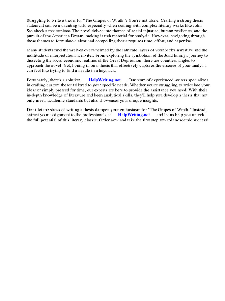 Good Thesis For Grapes of Wrath | PDF