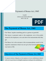 Unit III - The Payment of Bonus Act, 1965 - Labour Laws