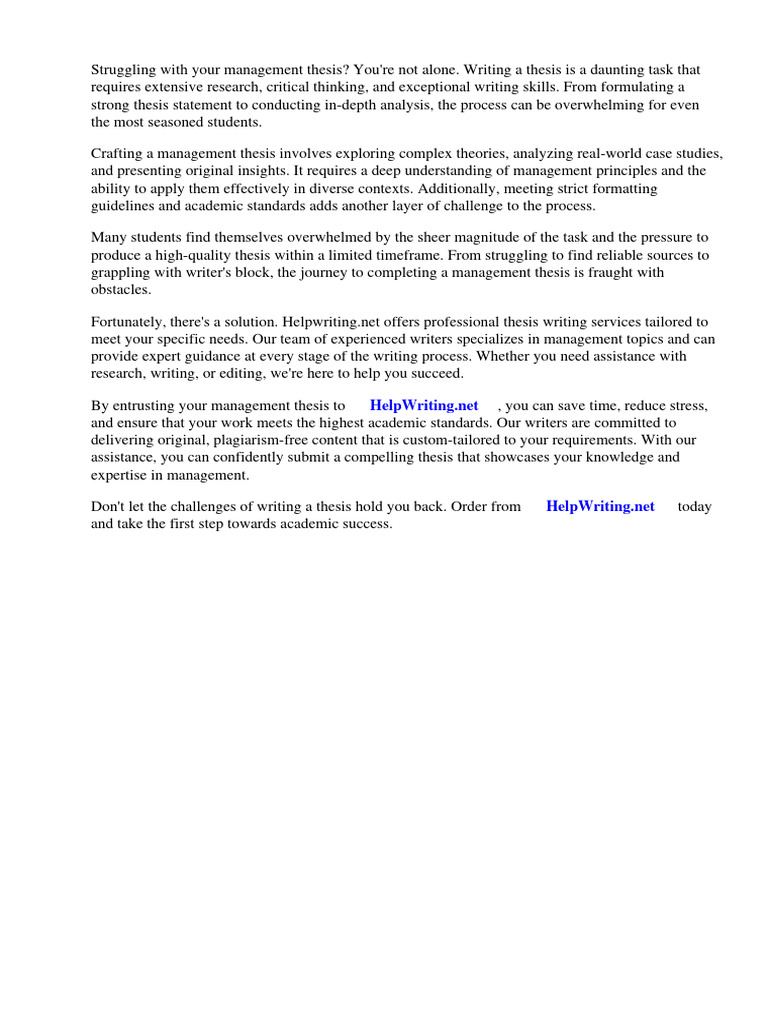 Management Thesis Example | PDF | Thesis | Essays
