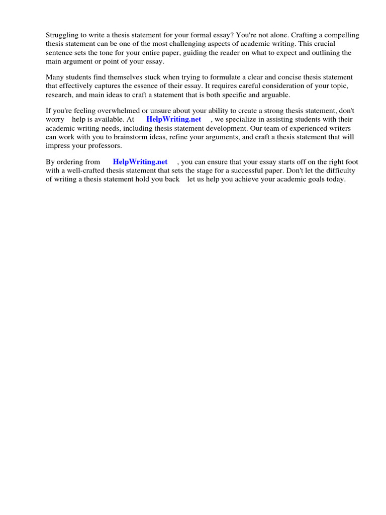 Where Is The Thesis Statement Found in A Formal Essay | PDF | Essays ...