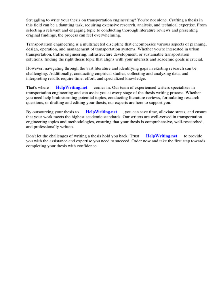 Thesis Topics Transportation Engineering PDF Engineering Transport