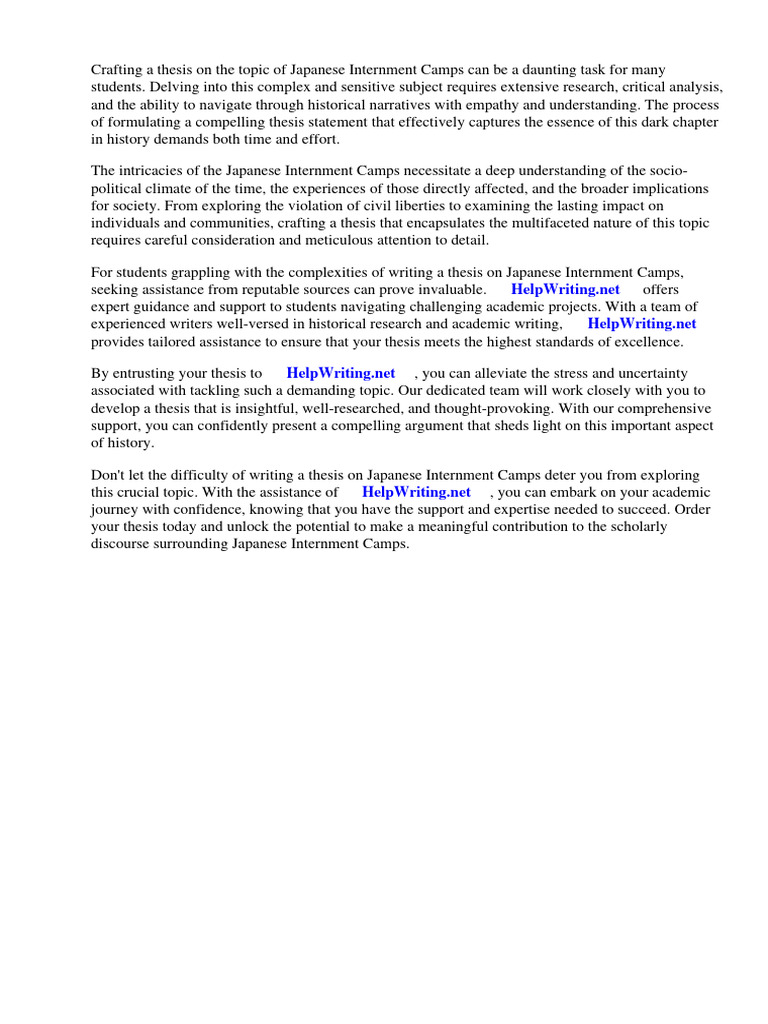 Japanese Internment Camps Essay Thesis PDF Internment Of Japanese