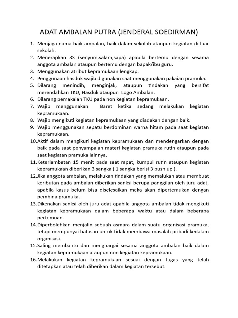 Pedoman Adat Ambalan Pramuka | PDF | Karier & Perkembangan | Gaya Hidup