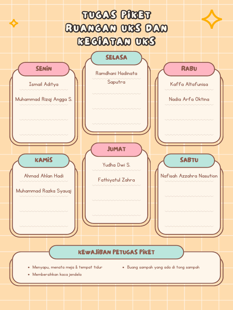 Jadwal Piket Kelas Aesthetic Lucu Warna Warni Pdf