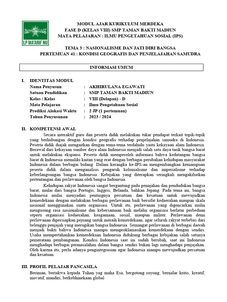 Daya Tarik Geografis Indonesia dalam IPS | PDF | Seni & Disiplin Bahasa