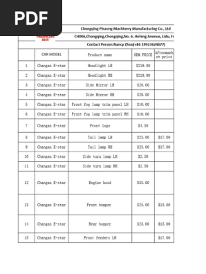 Changan E-star Quotation USD