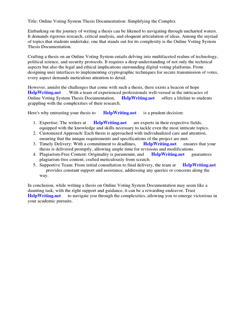 Online Voting System Thesis Documentation | PDF | Electronic Voting ...