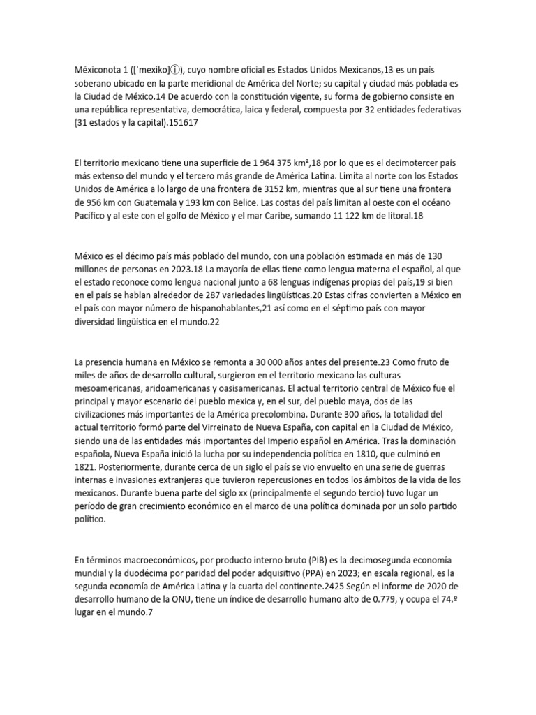 Datos clave sobre México: historia y geografía | PDF | México | Mesoamérica